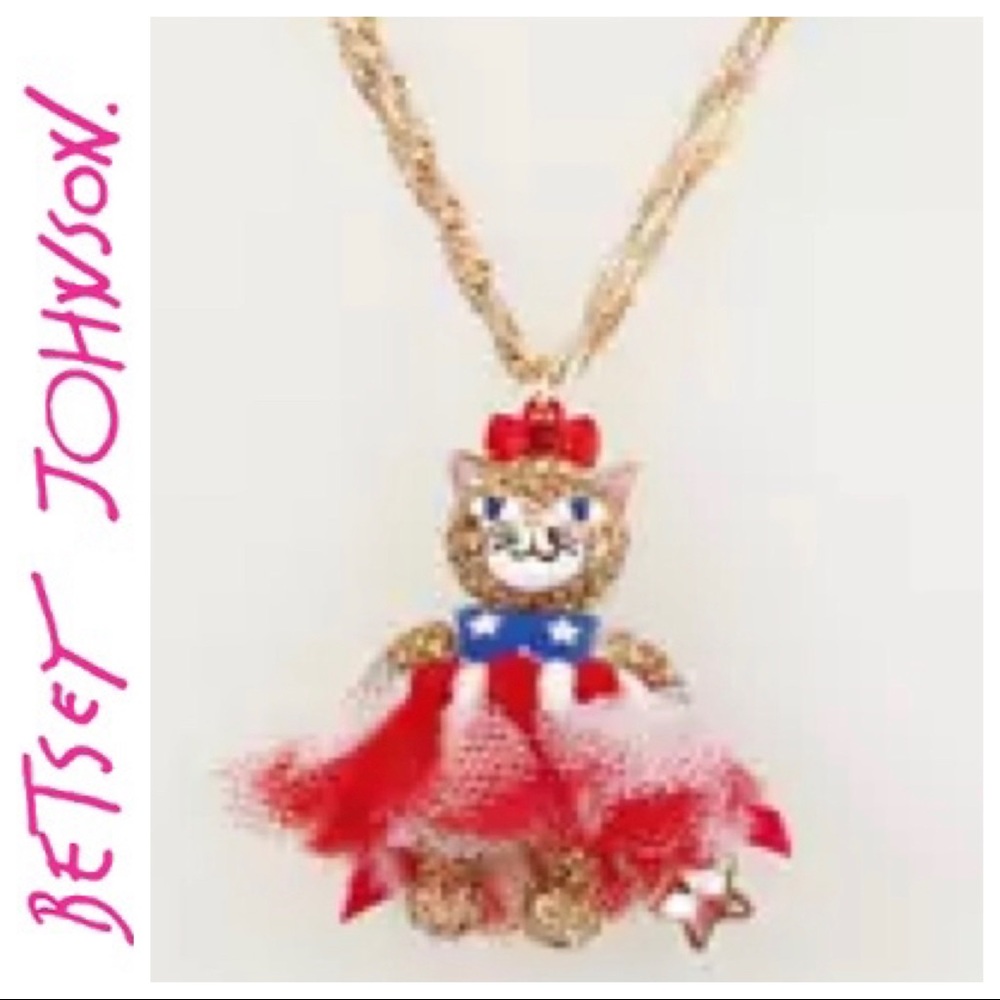 Betsey Johnson Patriotic Tutu Cat Necklace
